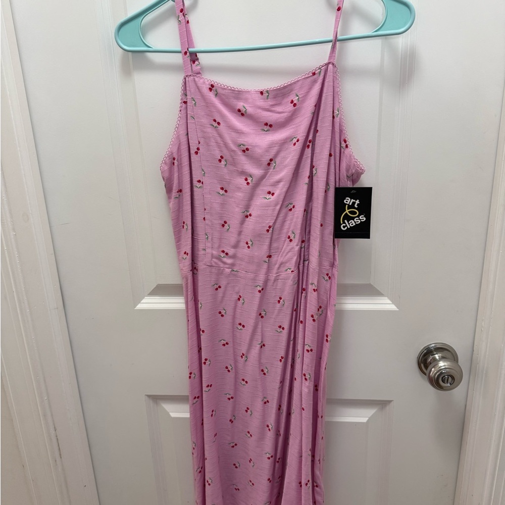 Art Class Pink Floral Dress with Spaghetti Straps